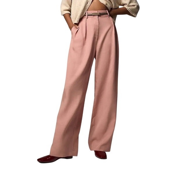 Mare Mare x Anthropologie New Size XL Dusty Rose Belted Wide Leg Trousers